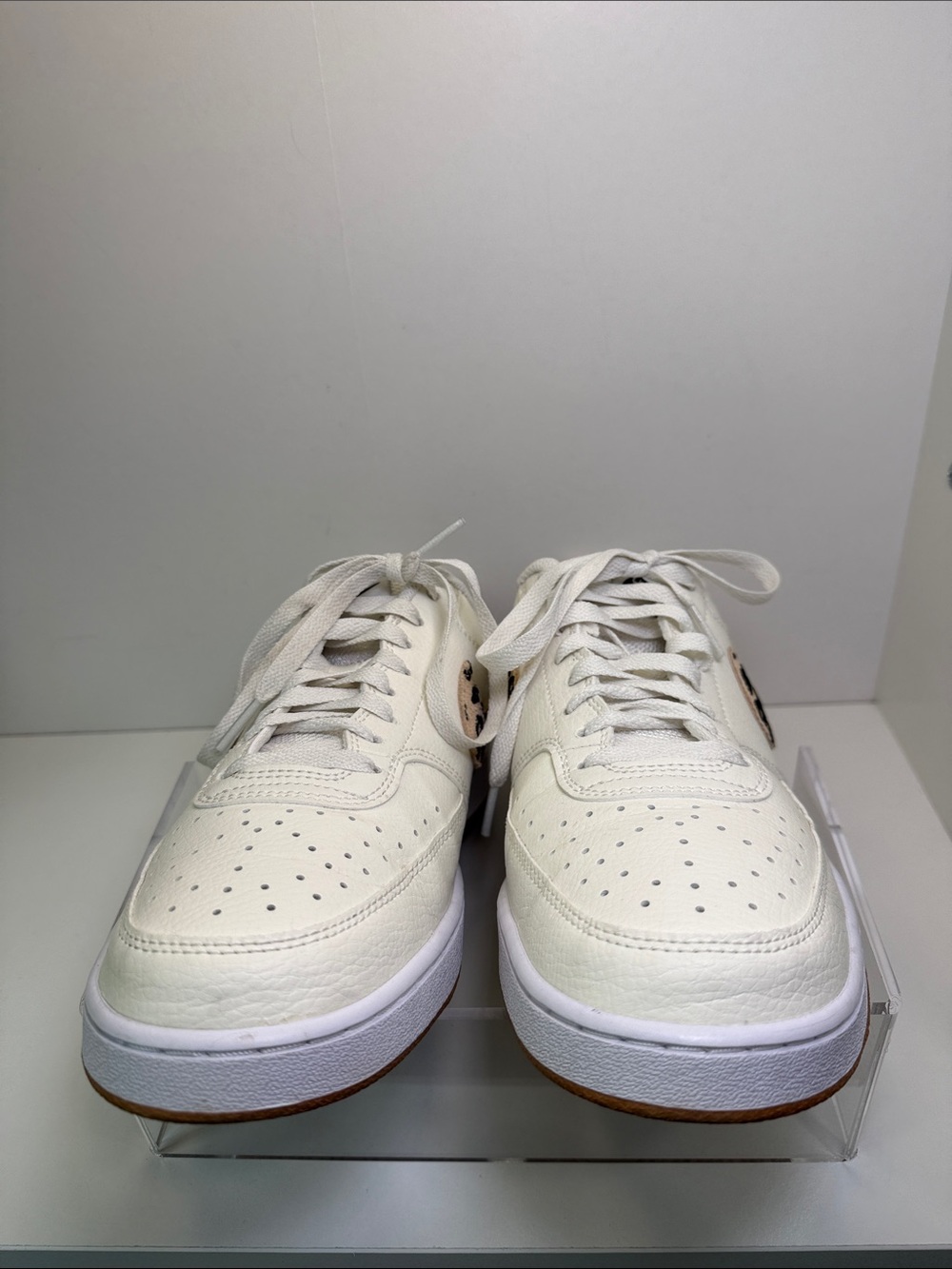 Nike Court Vision - White Leather with Leopard Swoosh - Size 10 - Picture 5 of 15
